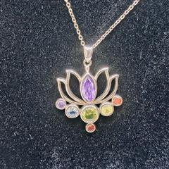 Purple Stone Stone Necklace 925 Silver 7.41g